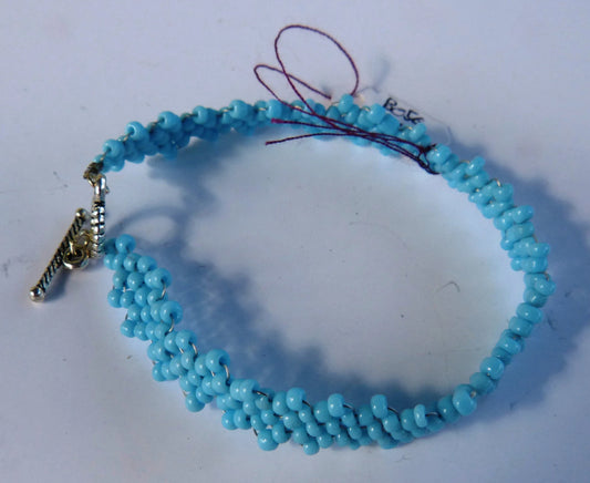 Opaque Turquoise Blue Peyote Simple Strap Bracelet