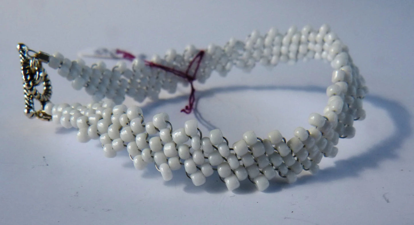 Opaque White Peyote Simple Strap Bracelet