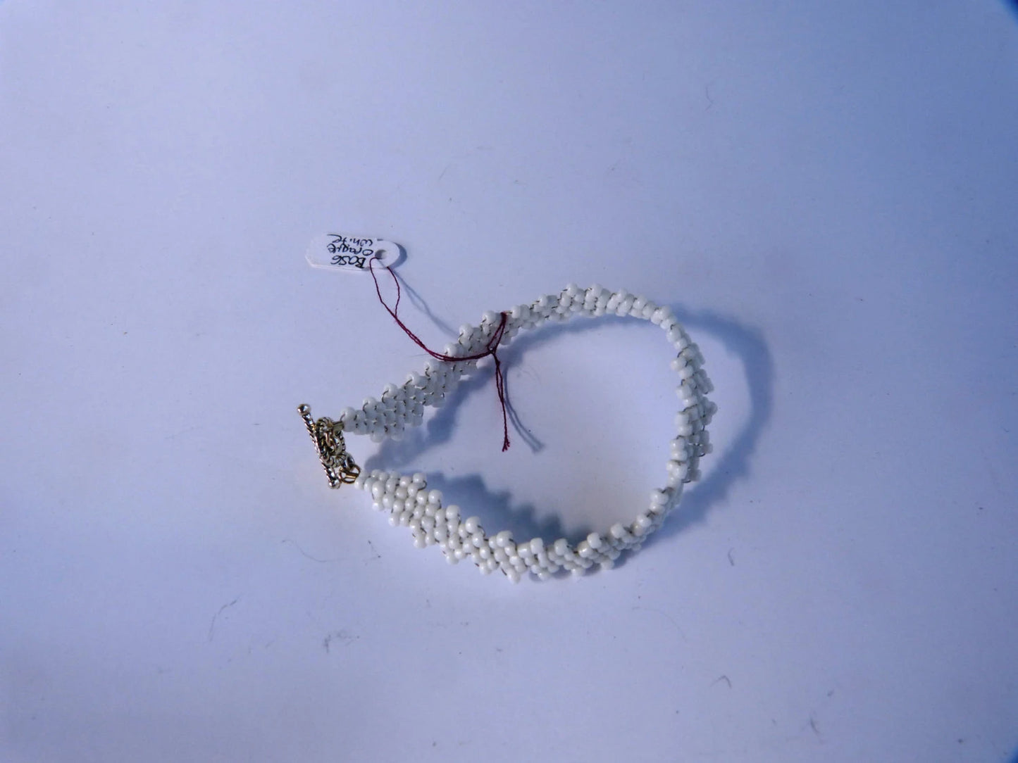 Opaque White Peyote Simple Strap Bracelet
