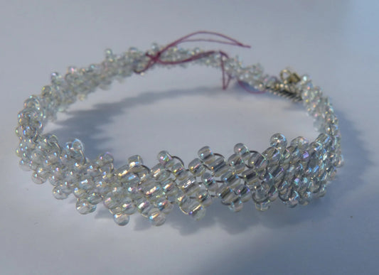Rainbow Clear Peyote Simple Strap Bracelet