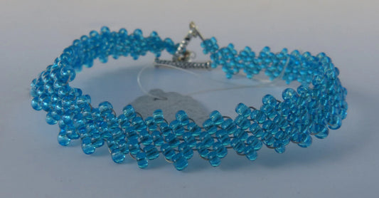 Transparent Blue Peyote Simple Strap Bracelet