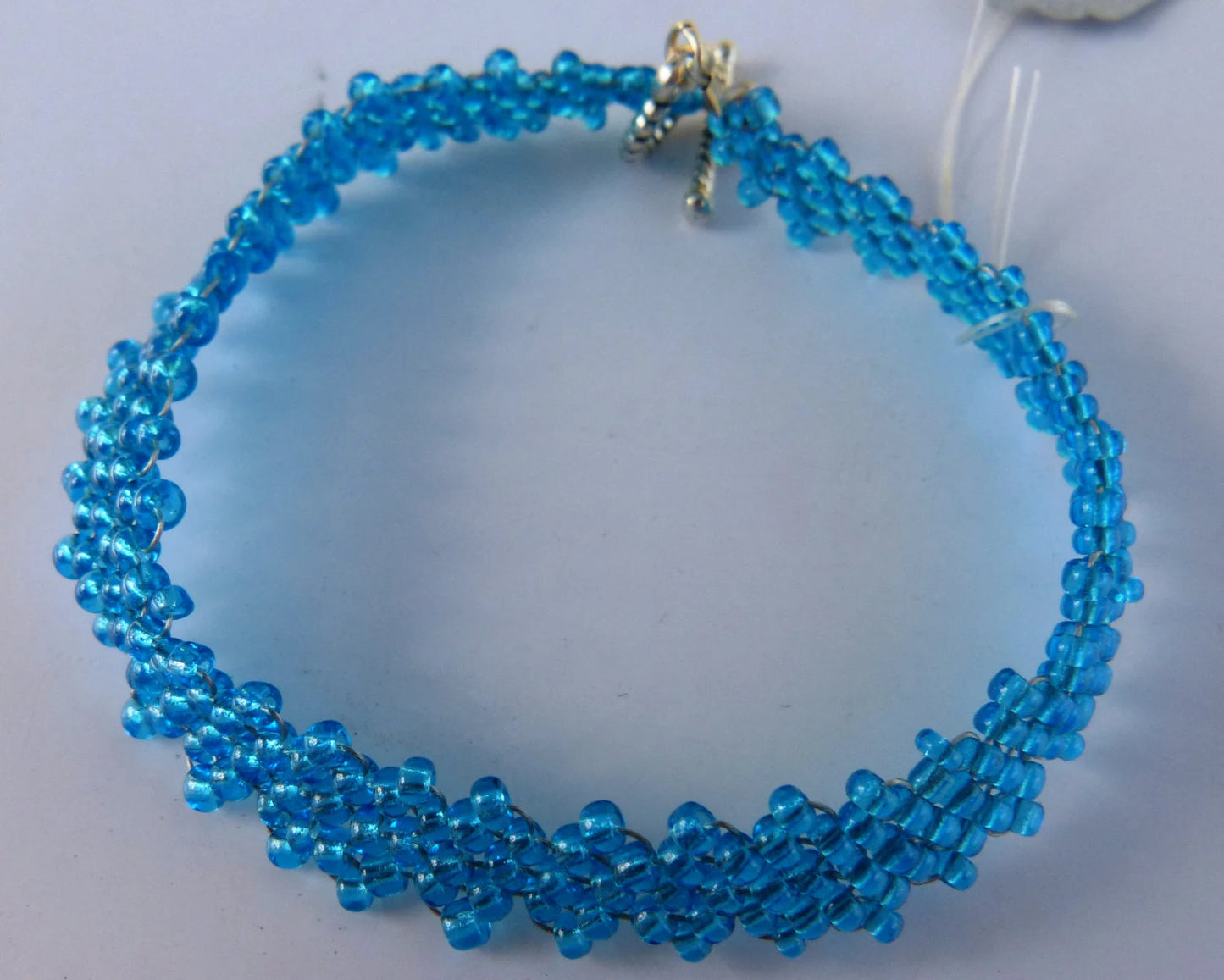 Transparent Blue Peyote Simple Strap Bracelet