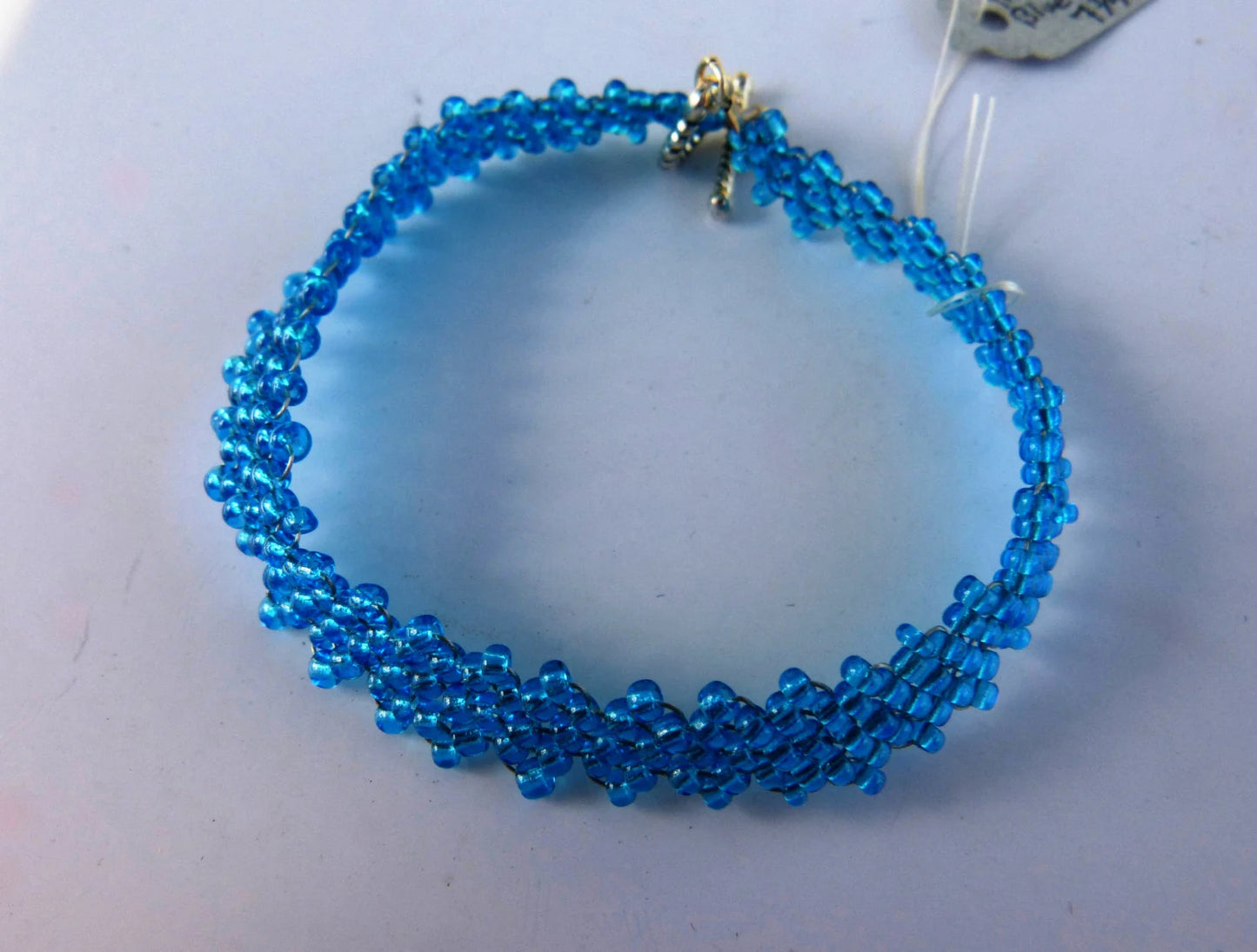 Transparent Blue Peyote Simple Strap Bracelet