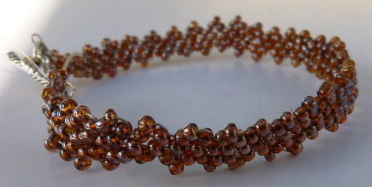 Transparent Brown Peyote Simple Strap Bracelet