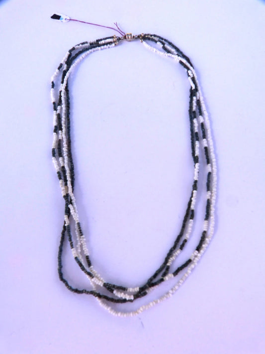 4 strand Black & White Seed Bead Necklace