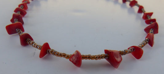 Amber Seed Beads with Stone Chips