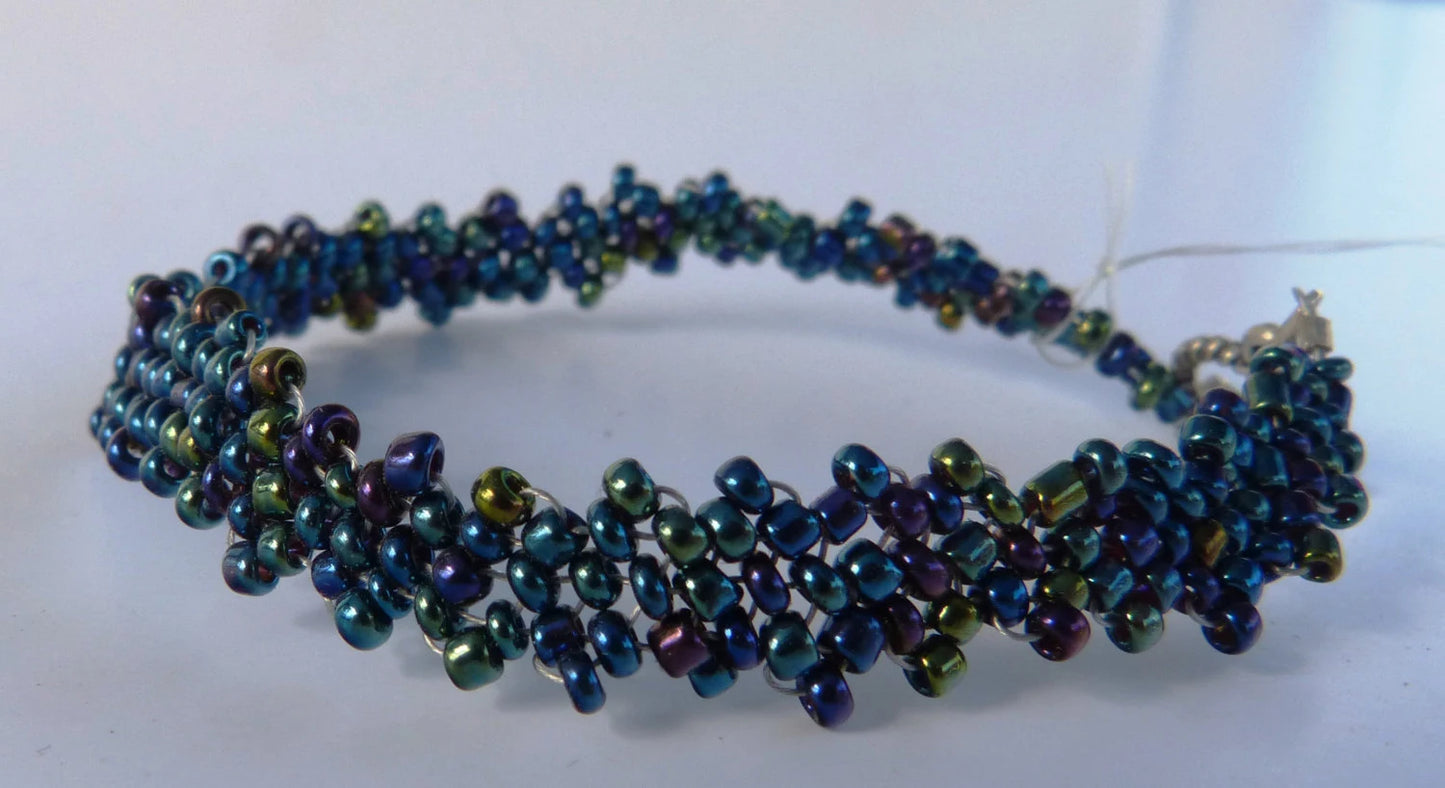 Blue Iris Peyote Simple Strap Bracelet