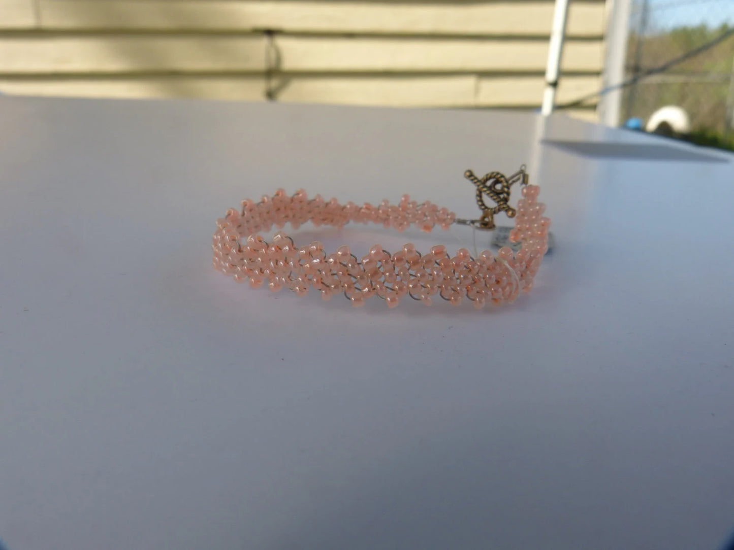 Ceylon Peach Simple Strap Peyote Bracelet