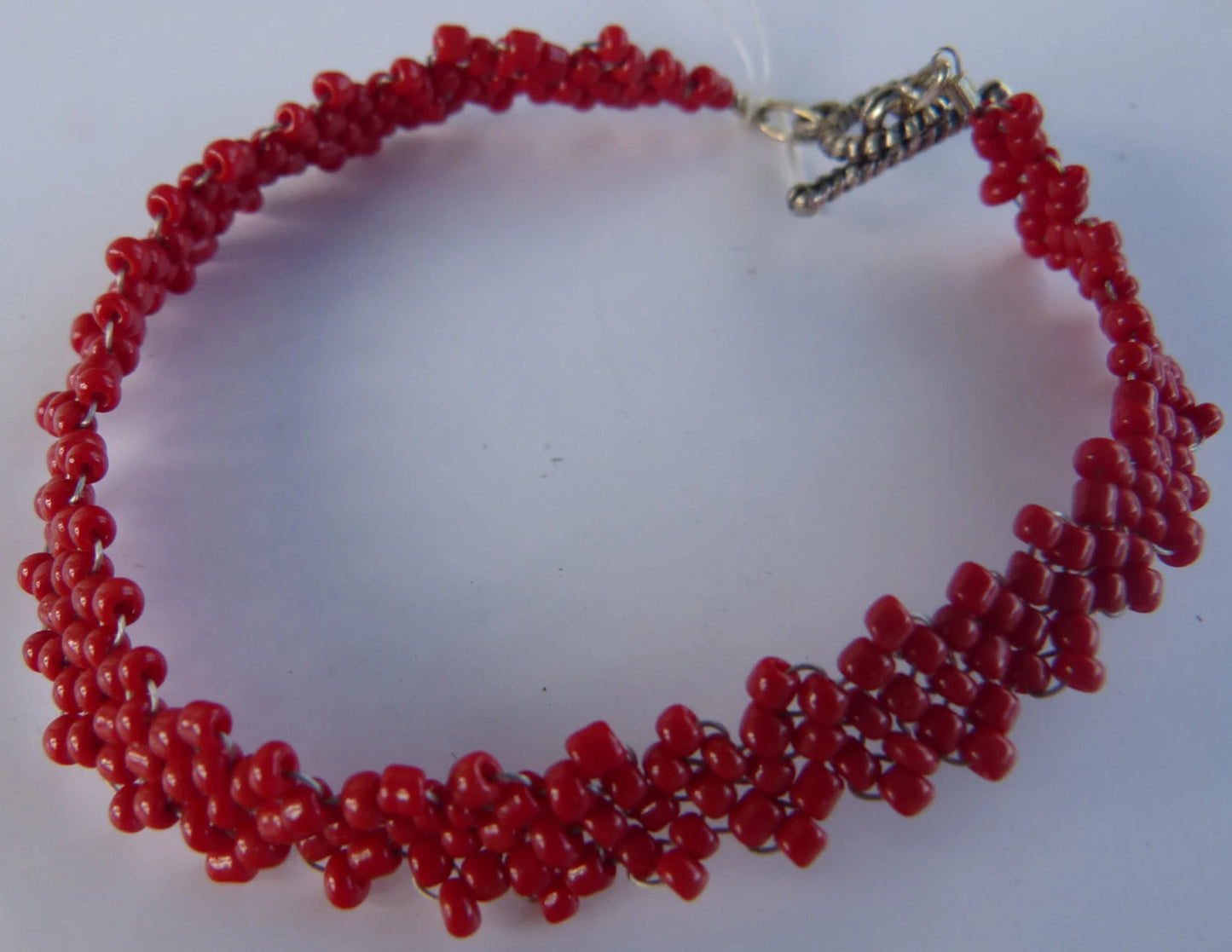 Opaque Red Peyote Simple Strap Bracelet
