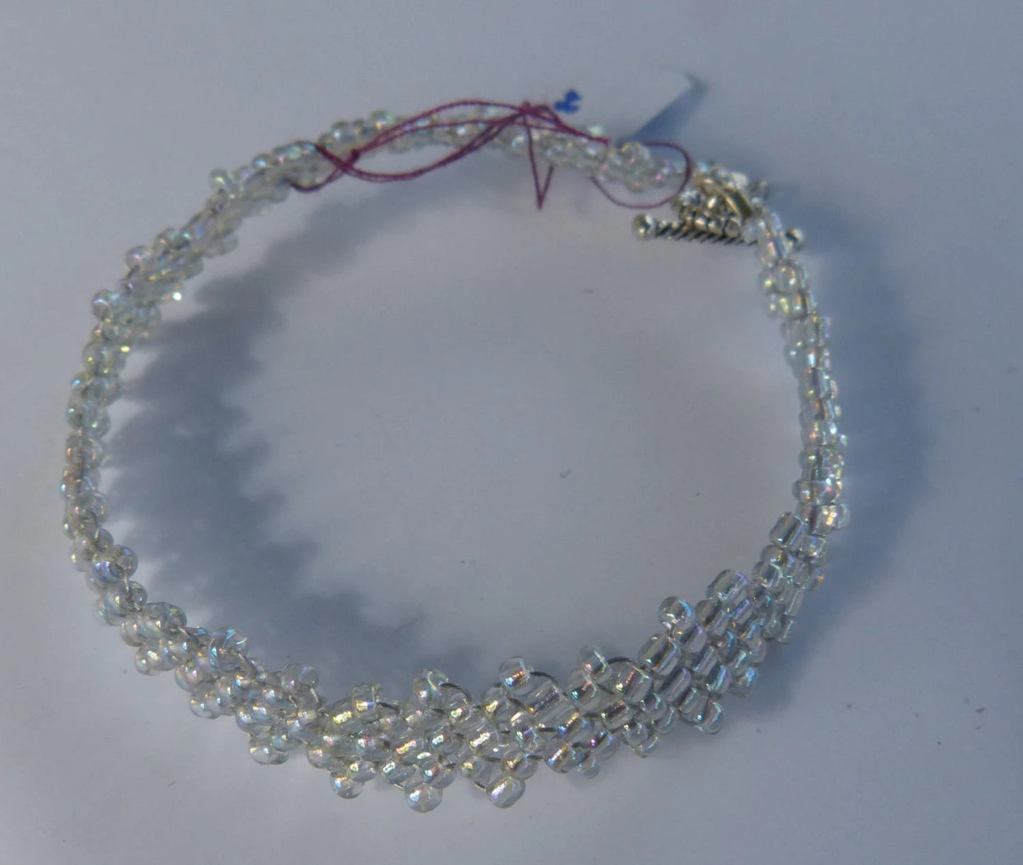 Rainbow Clear Peyote Simple Strap Bracelet