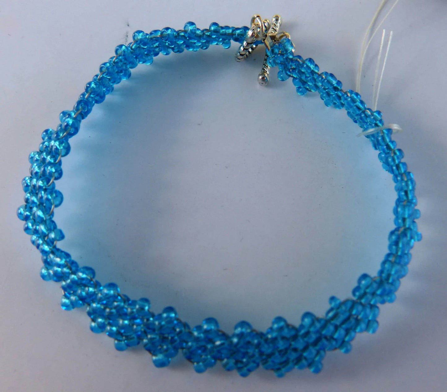 Transparent Blue Peyote Simple Strap Bracelet
