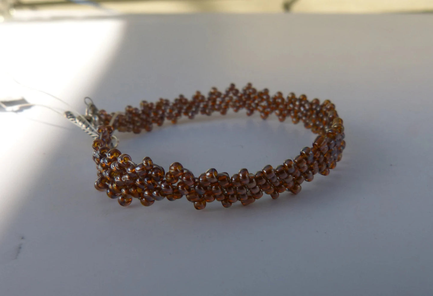 Transparent Brown Peyote Simple Strap Bracelet