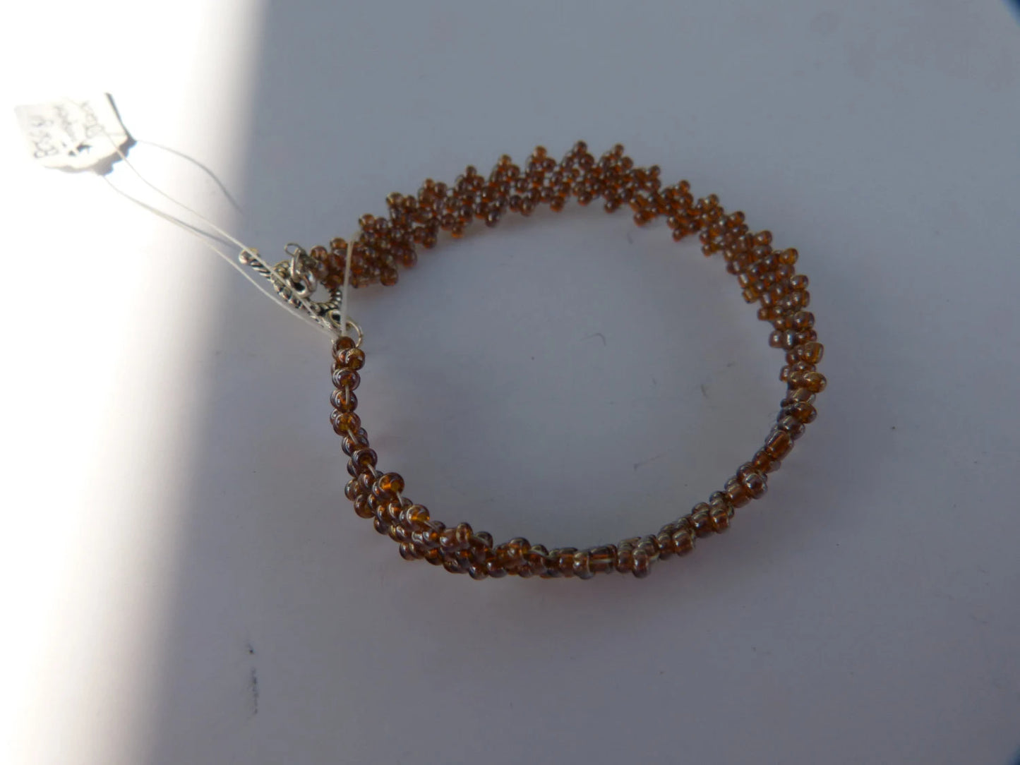 Transparent Brown Peyote Simple Strap Bracelet