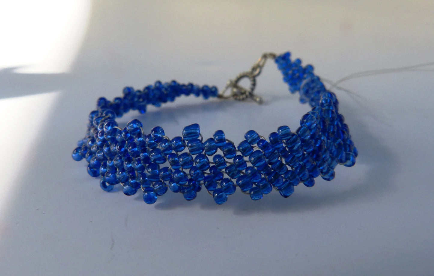 Transparent Royal Blue Peyote Simple Strap Bracelet