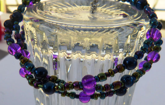 Purple & Black Beaded Bracelet