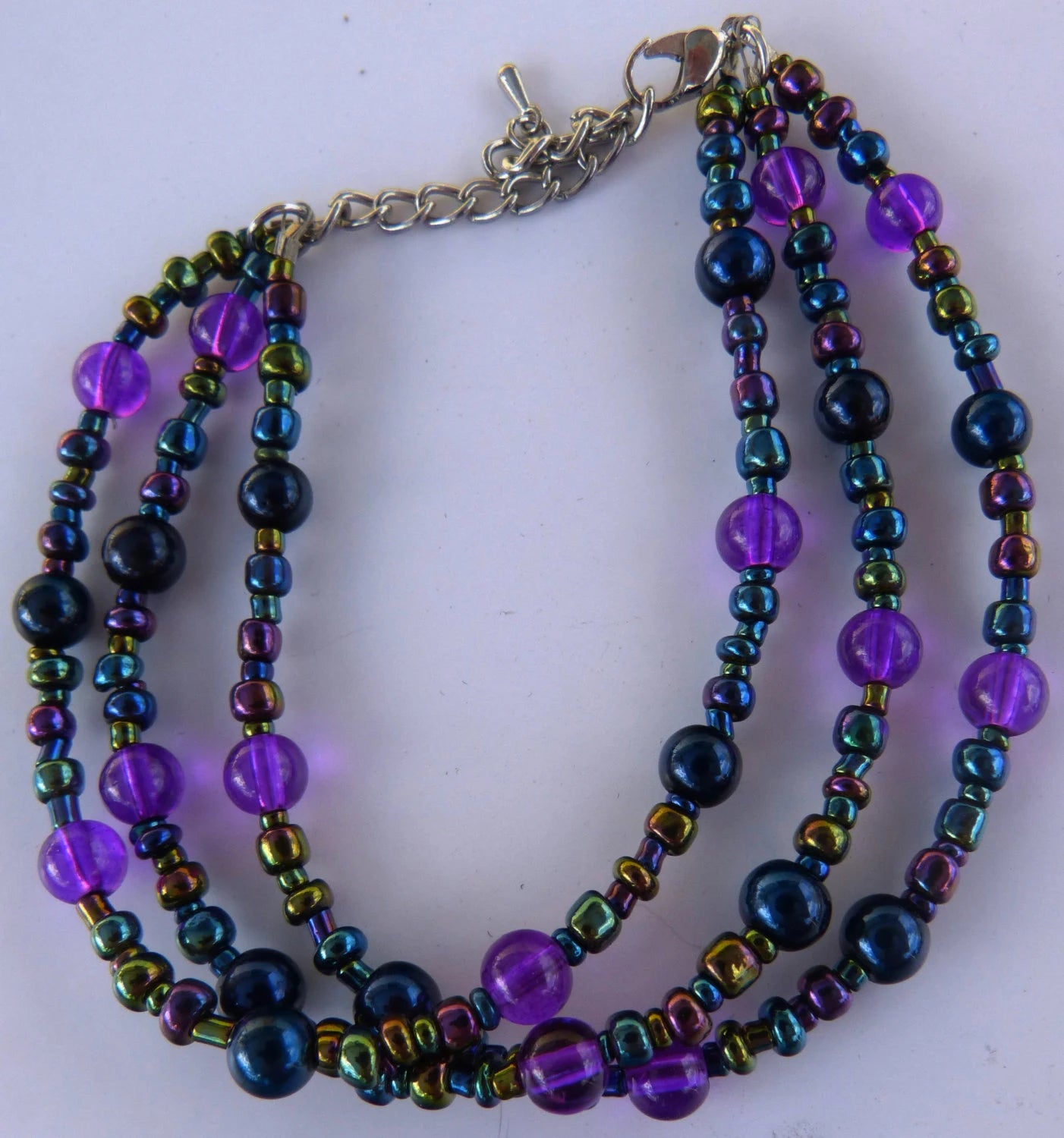 Purple & Black Beaded Bracelet