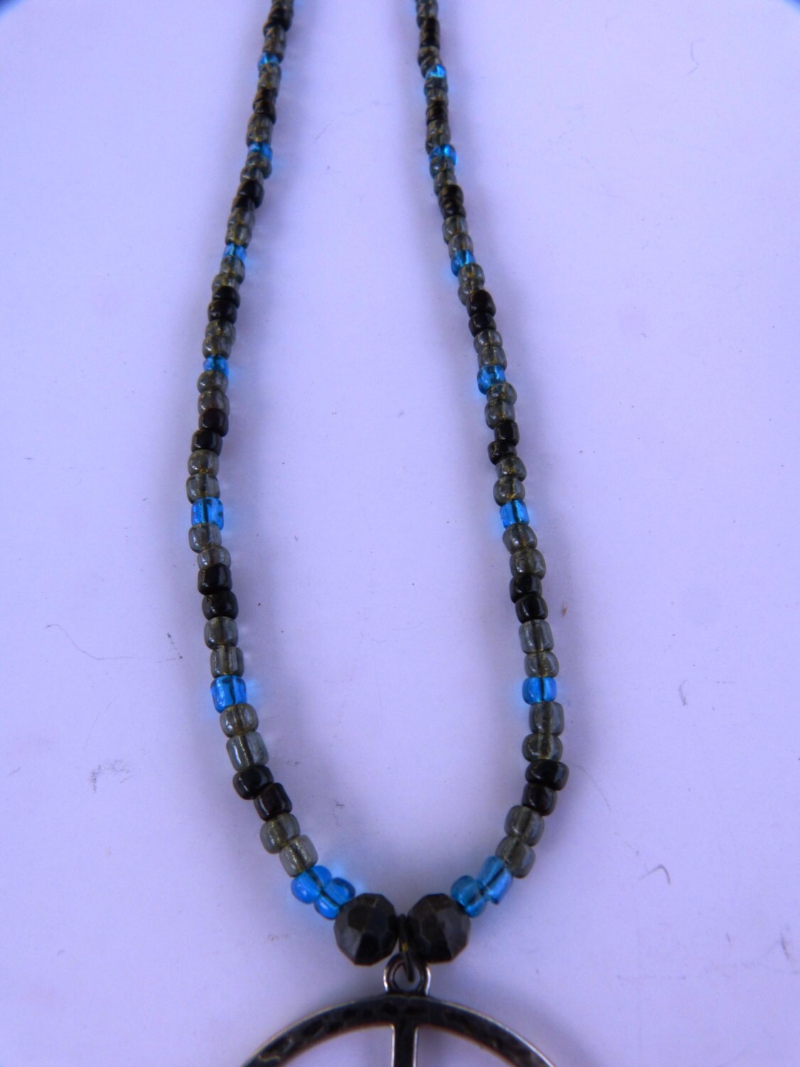 Blue, Black & Gray with a Peace Sign Pendant
