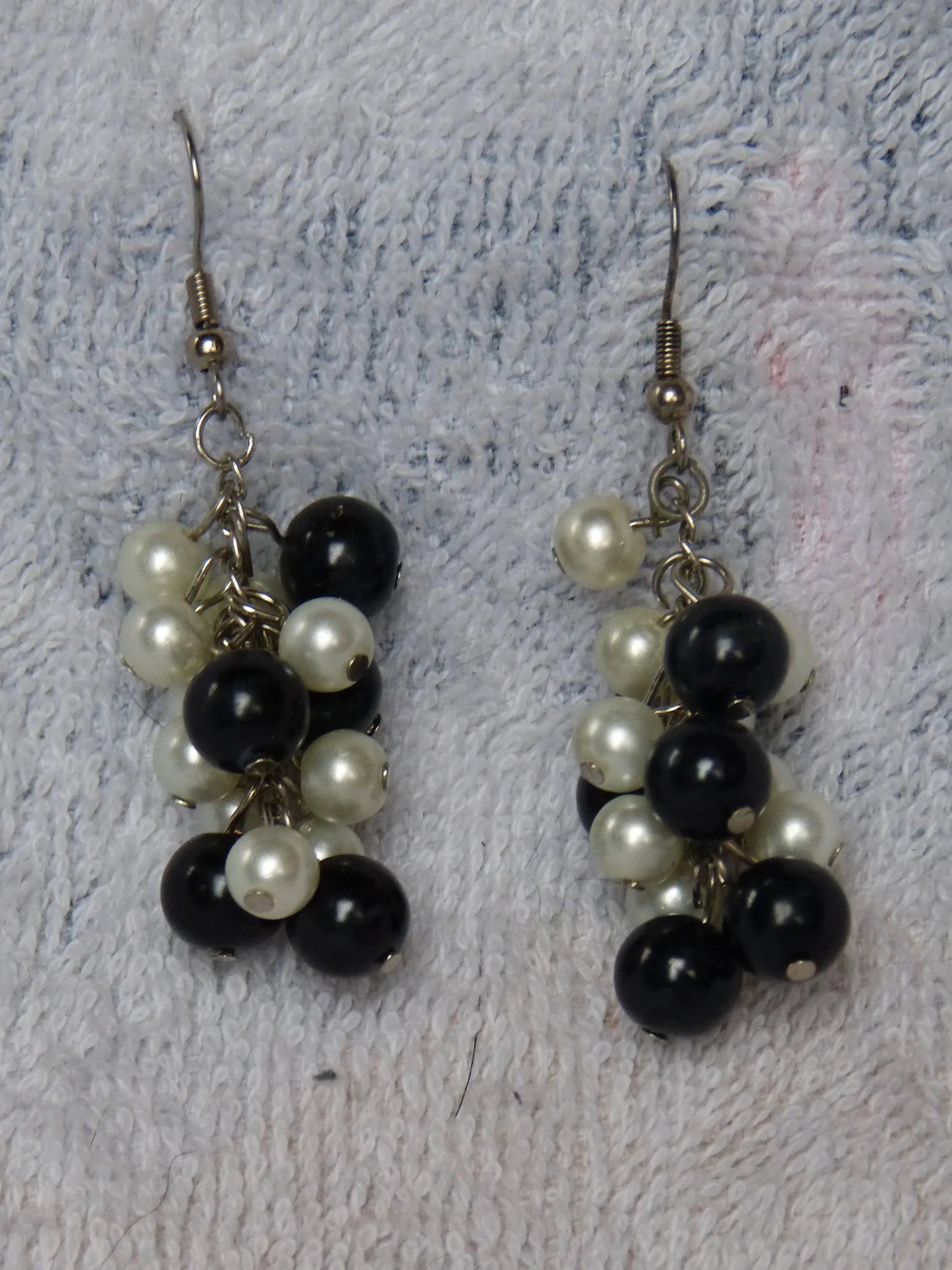 Black & While Pearl Cluster Earrings
