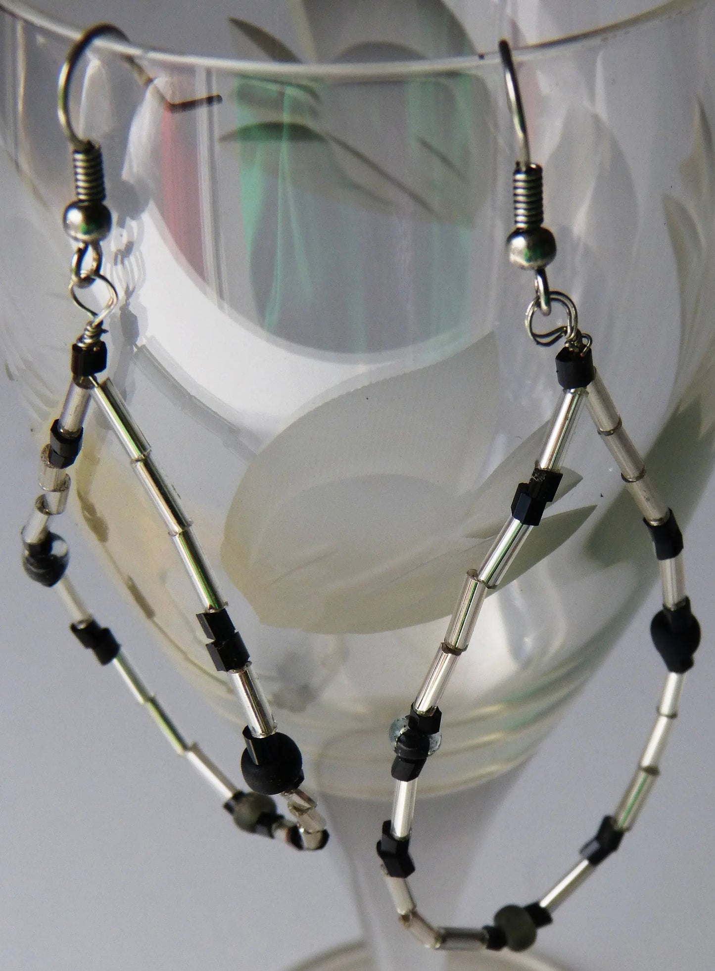 Silver & black Teardrop Earrings