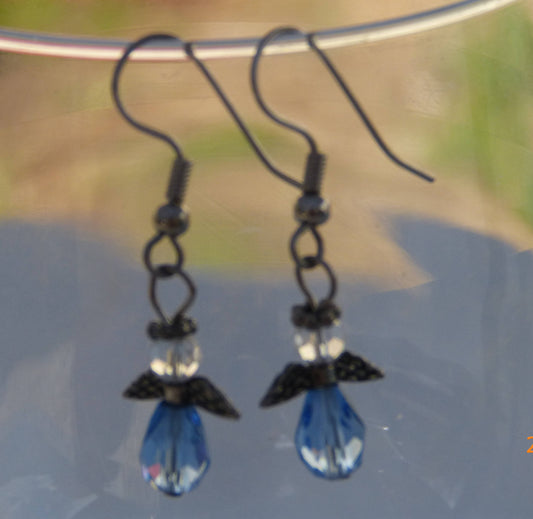 Small Silver Winged Angel Earrings