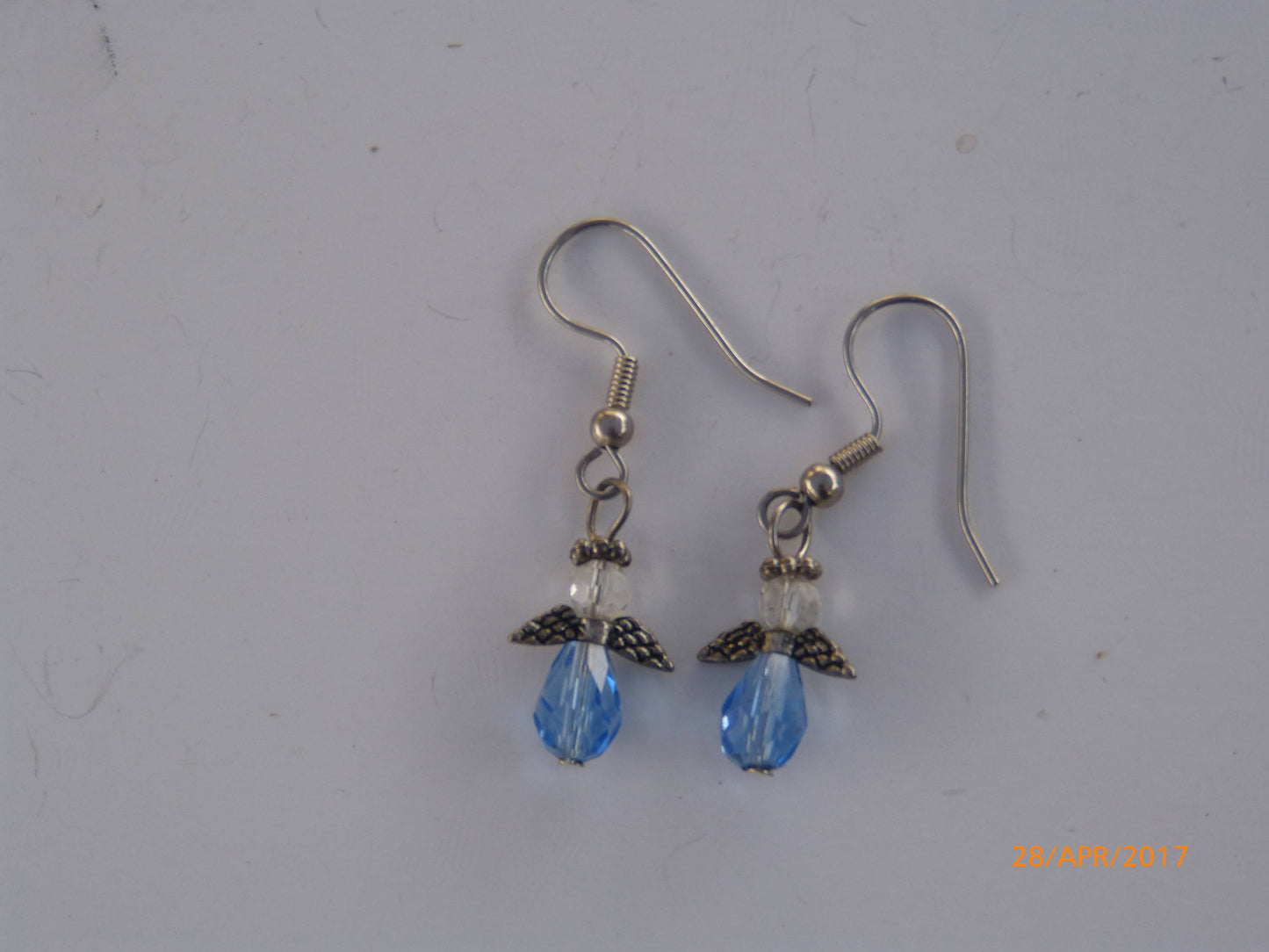 Small Silver Winged Angel Earrings