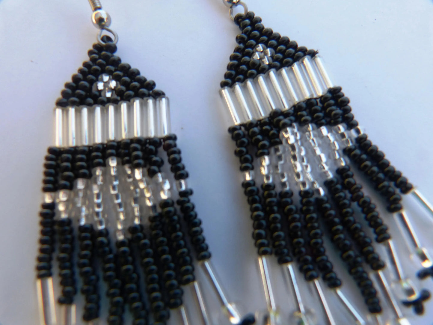 Black & Clear Tassel Earrings