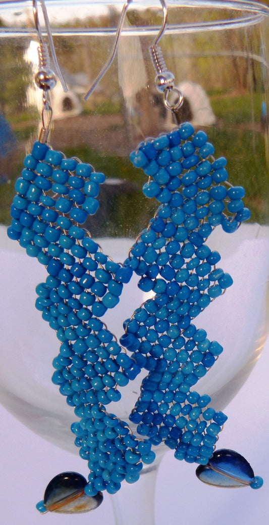 Medium Blue Wide Earrings