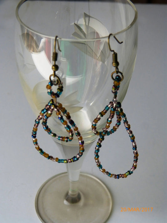 Peacock Mix Double Teardrop Earrings