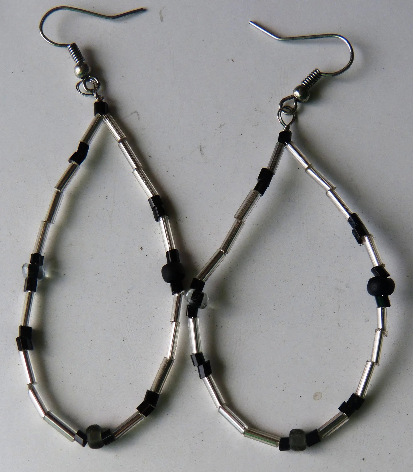 Silver & black Teardrop Earrings