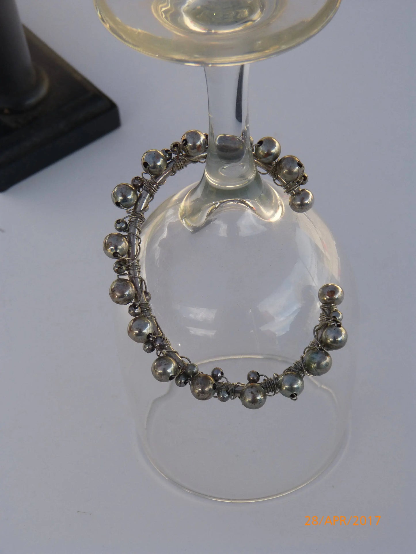 Silver Bangle with Silver Beads Bracelet