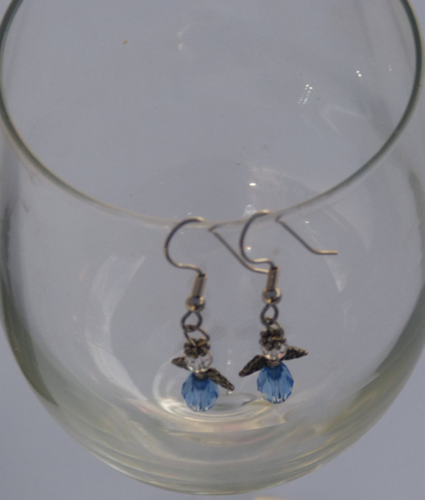 Small Silver Winged Angel Earrings