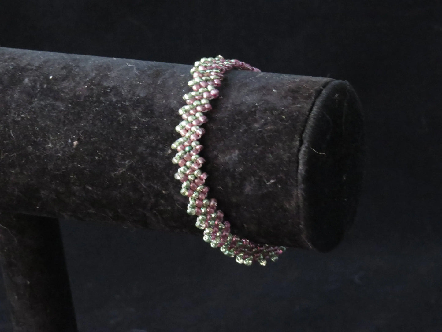 Metallic Teal Fuchsia Peyote Simple Strap Bracelet