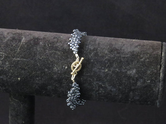 Opaque Luster Black Peyote Simple Strap Bracelet