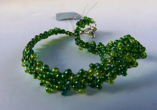 Rainbow Green Peyote Simple Strap Bracelet