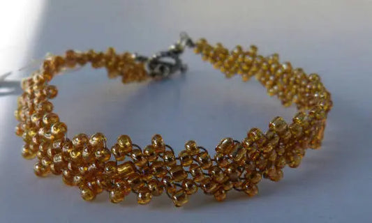 Transparent Luster Tan Peyote Simple Strap Bracelet