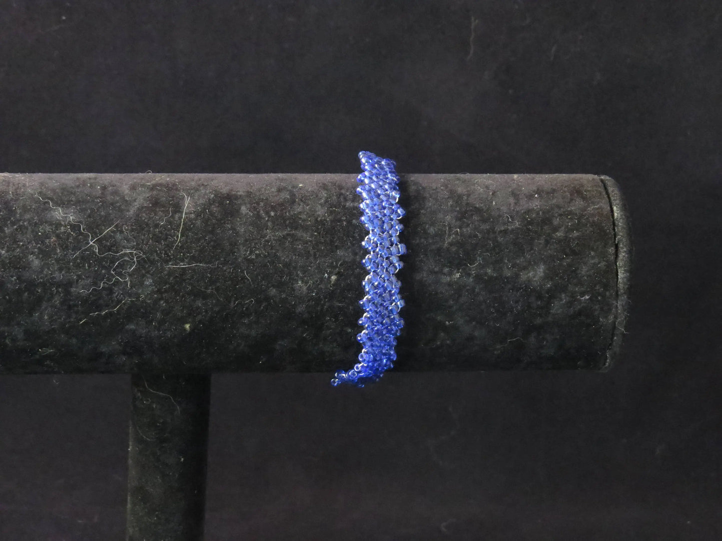Transparent Royal Blue Peyote Simple Strap Bracelet