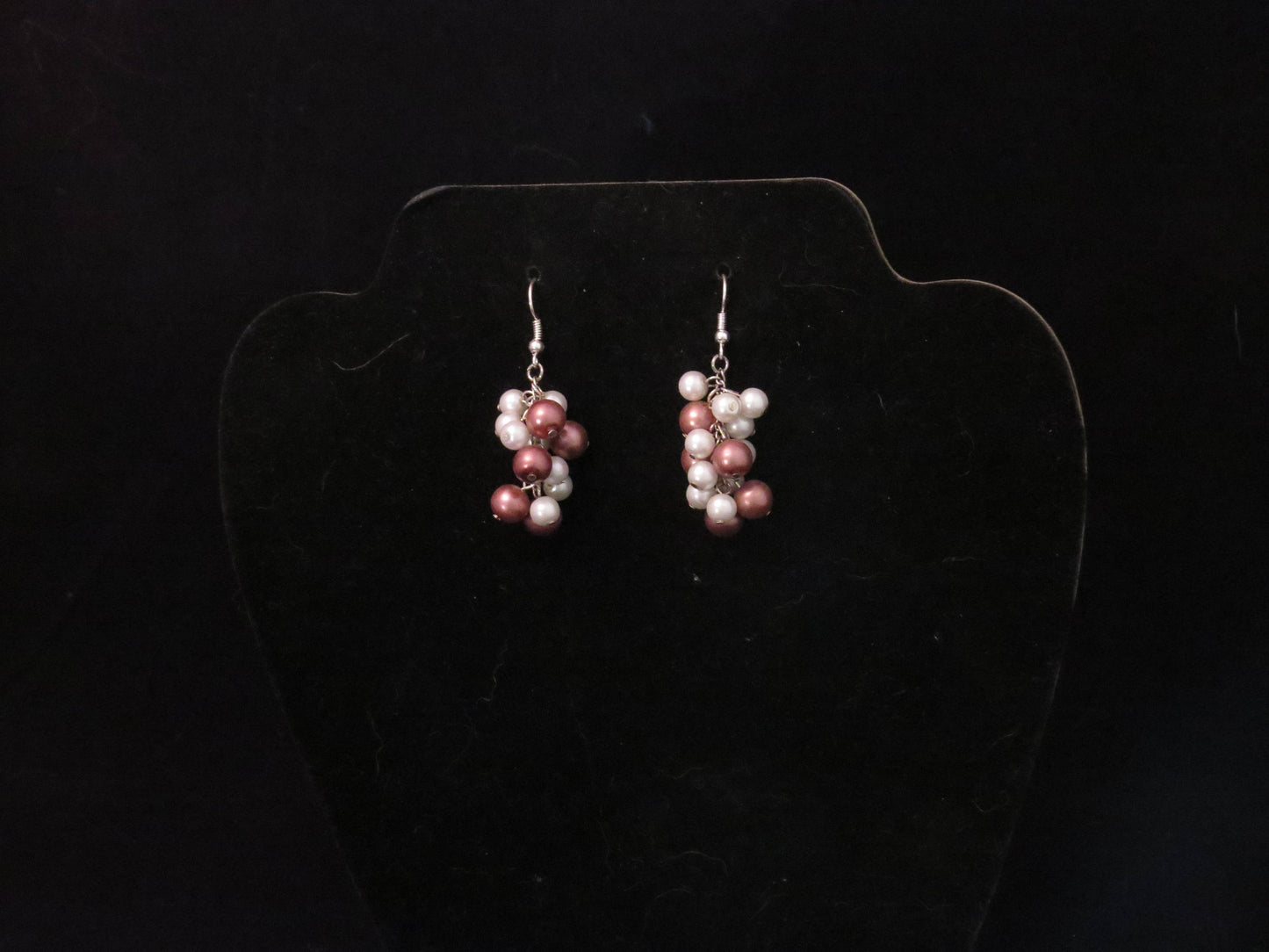 Light Brown & White Pearl Cluster Earrings