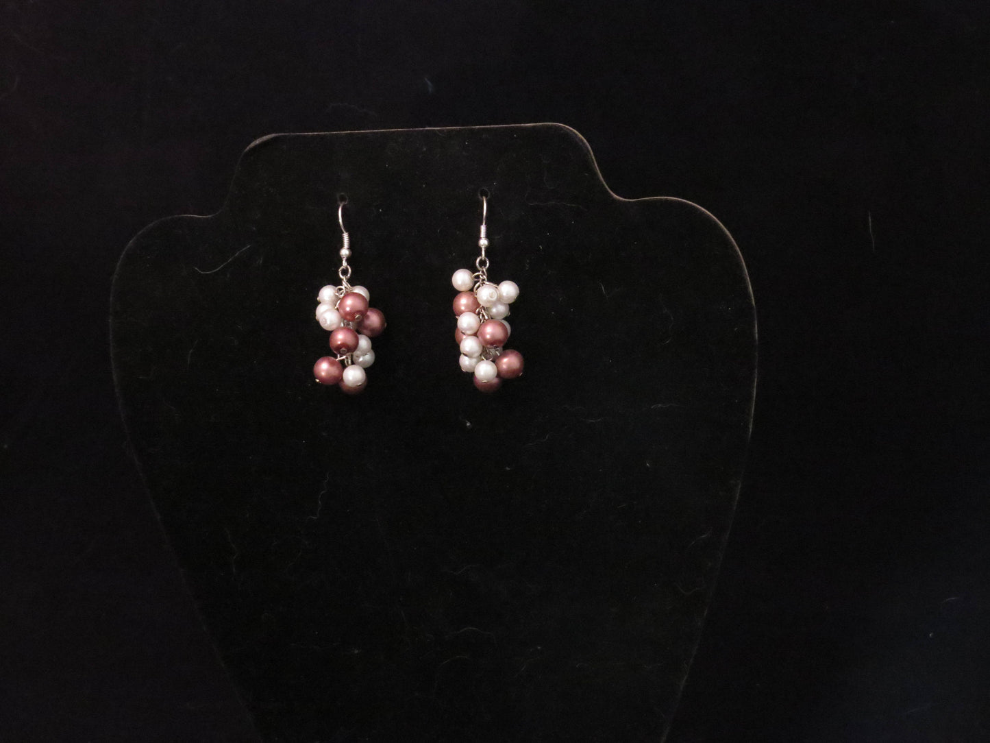 Light Brown & White Pearl Cluster Earrings