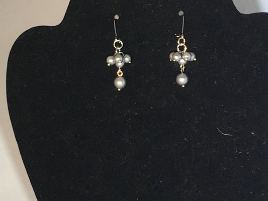 Grey Pearl Dangle Earrings