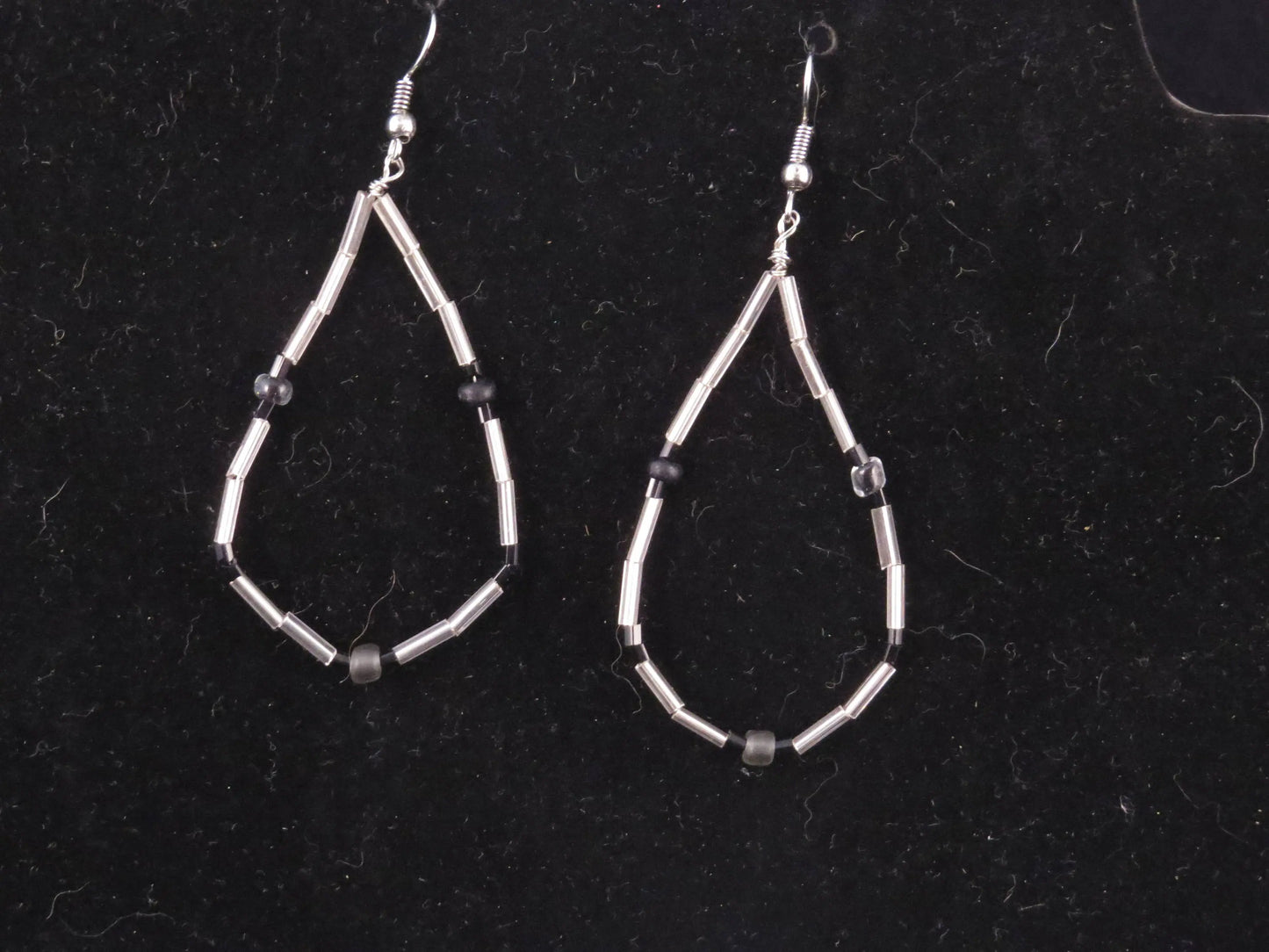 Silver & black Teardrop Earrings