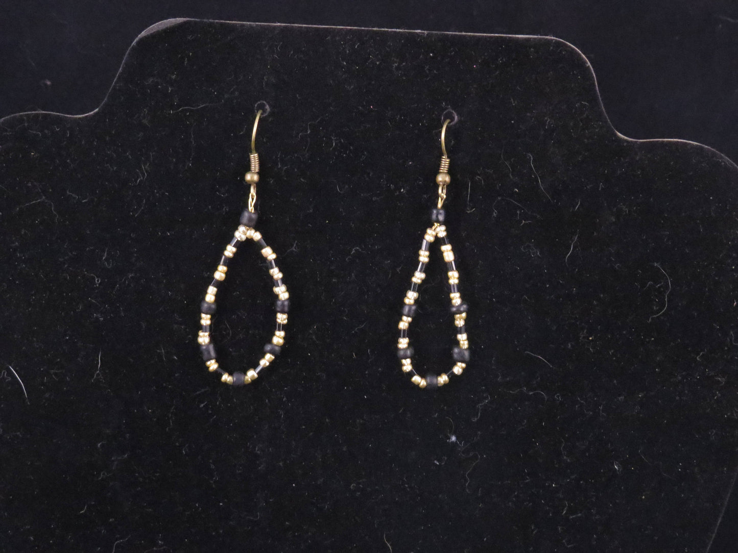 Gold & Black Teardrop Earrings