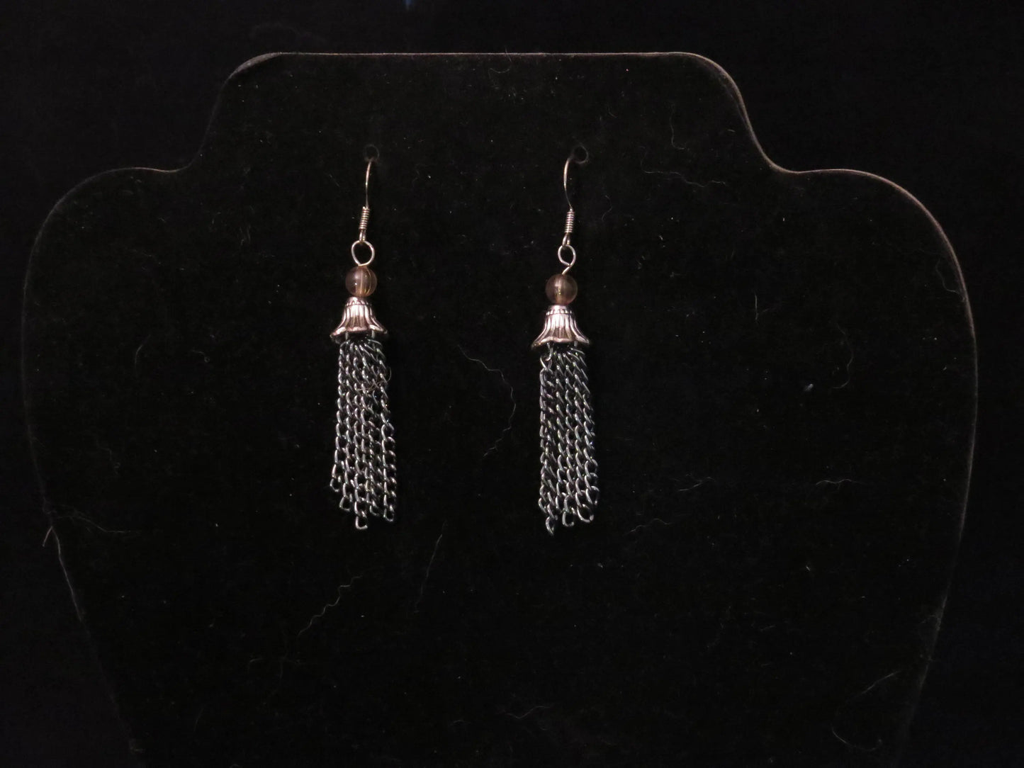Gunmetal & Flower Earrings