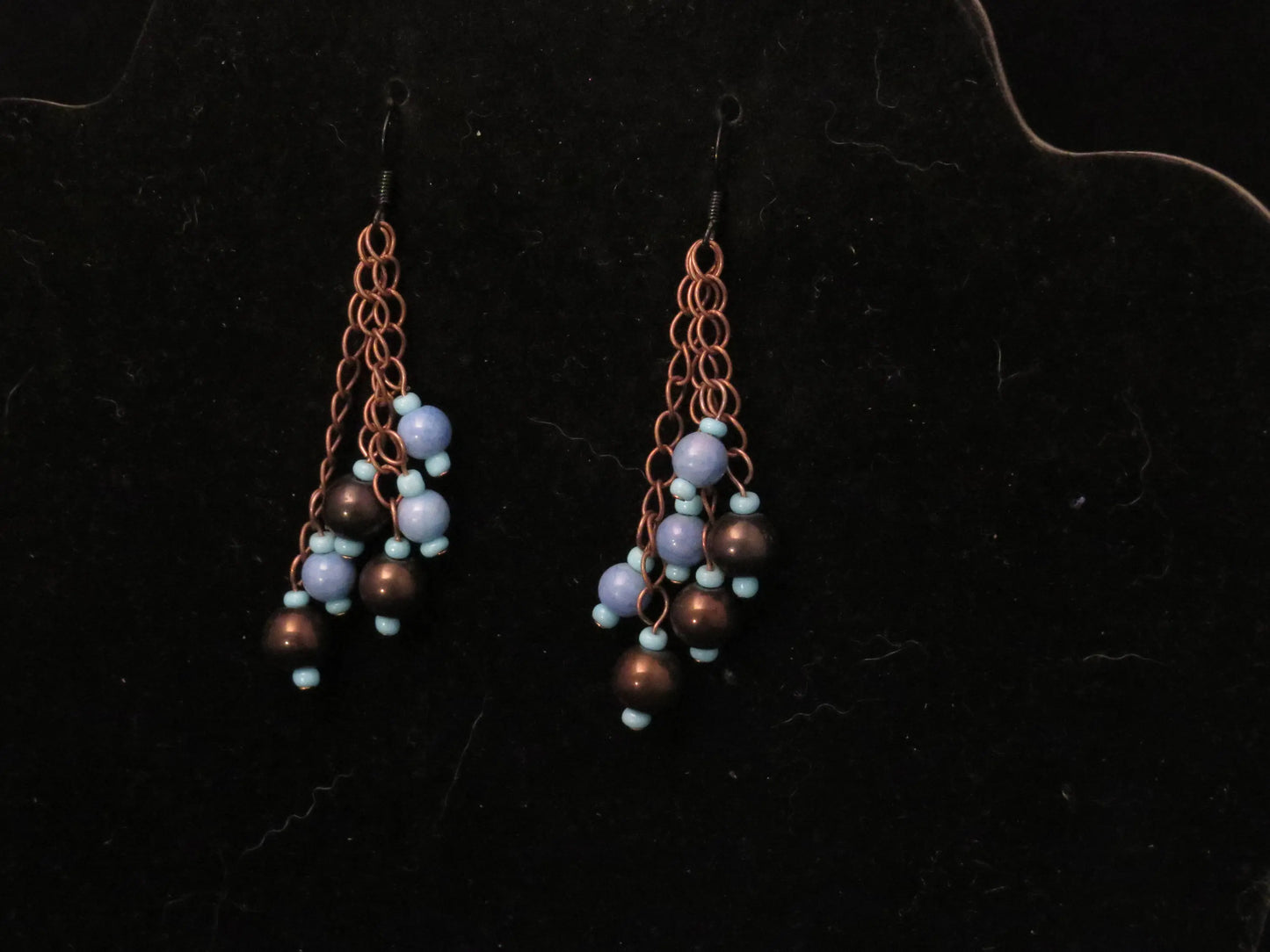 Blue & Brown Chain Earrings