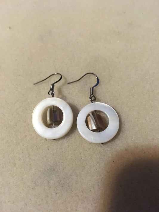 White Shell Rings with Shell Beads