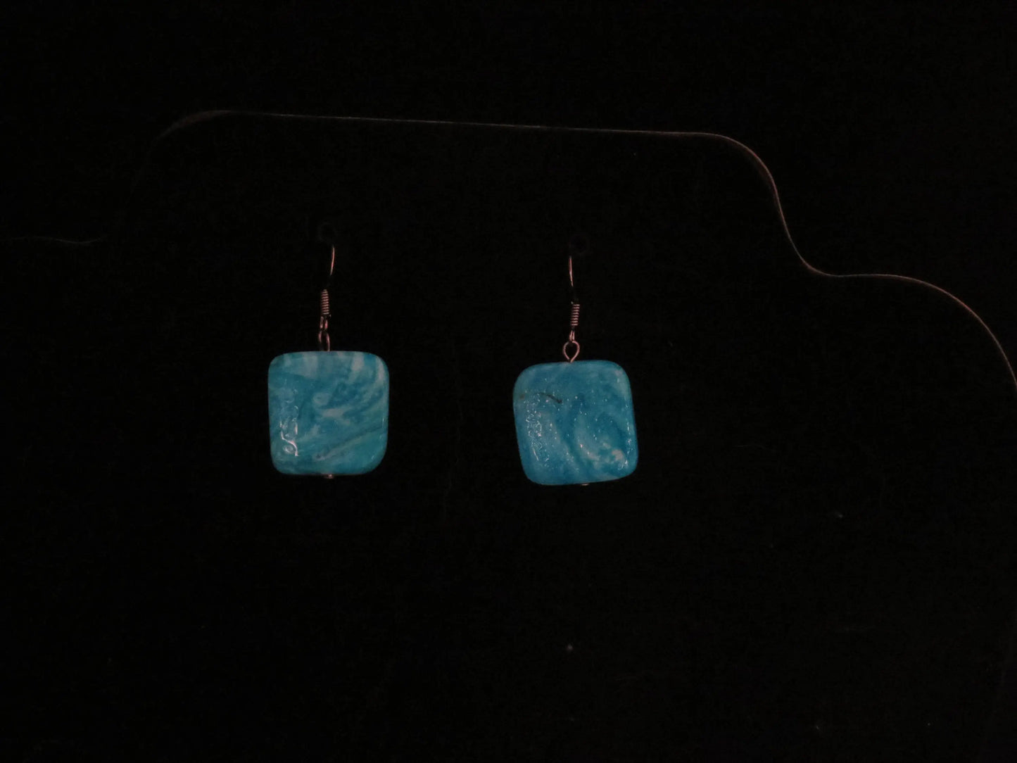 Blue Square Shell Earrings