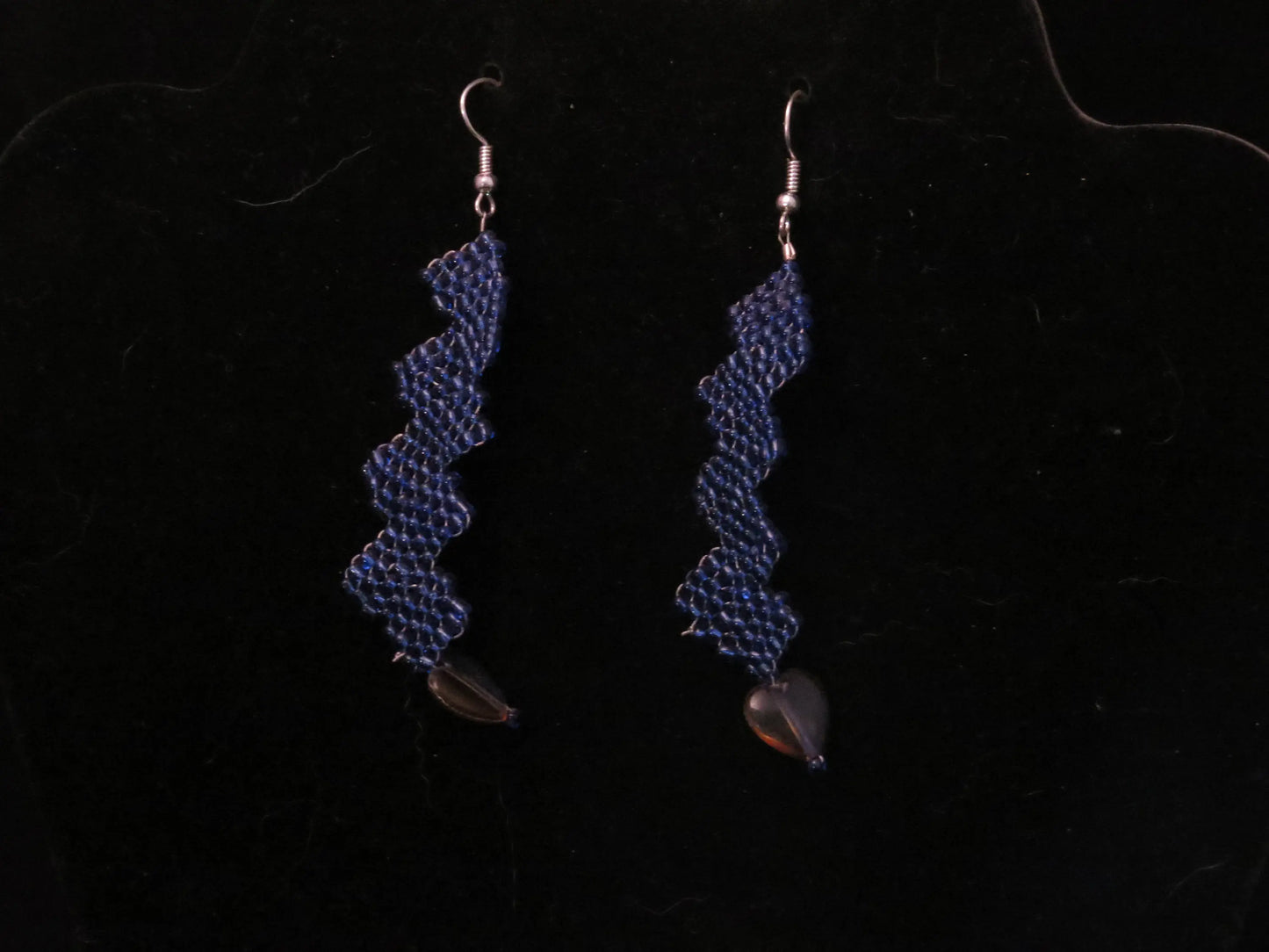 Silver Lined Royal Blue Wide Row Earrings