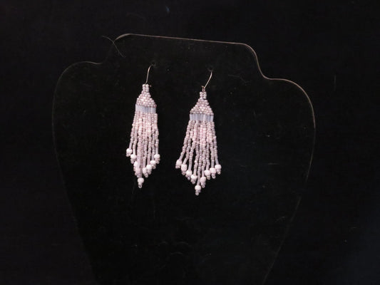 Transparent Light Pink Tassel Earrings