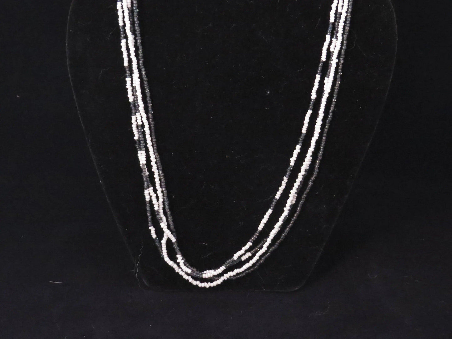 4 strand Black & White Seed Bead Necklace