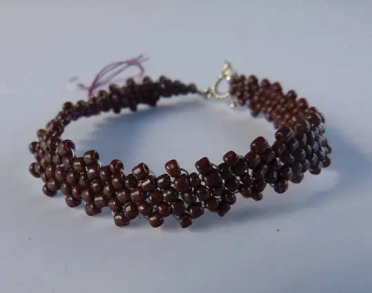 Opaque Luster Black Peyote Simple Strap Bracelet