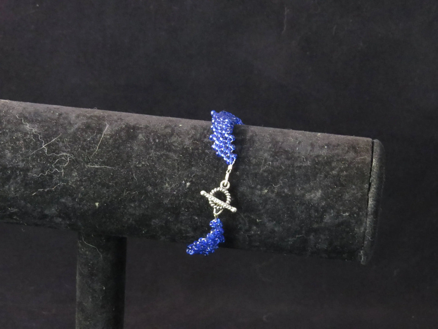 Transparent Royal Blue Peyote Simple Strap Bracelet
